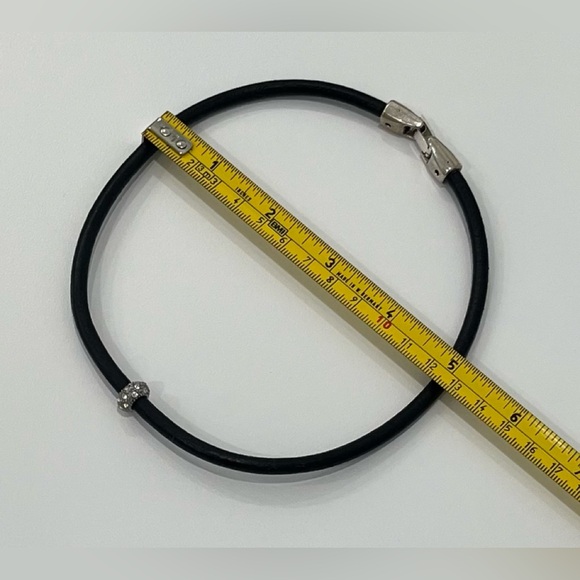 Black Leather Necklace with Silver Clasp - Picture 2 of 2